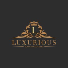 Luxury vintage crest logo. Calligraphic royal emblems and elements elegant decor. Vector crest monogram ornament for letter