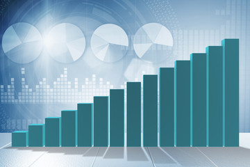 Growing bar charts in economic recovery concept - 3d rendering