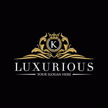 Luxury vintage crest logo. Calligraphic royal emblems and elements elegant decor. Vector crest monogram ornament for letter