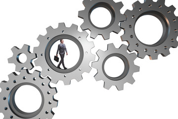 Teamwork concept with cogwheels and business people