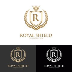 Luxury vintage crest logo. Calligraphic royal emblems and elements elegant decor. Vector crest monogram ornament for letter