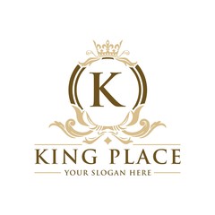 Luxury vintage crest logo. Calligraphic royal emblems and elements elegant decor. Vector crest monogram ornament for letter