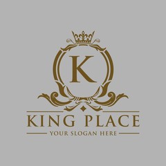 Luxury vintage crest logo. Calligraphic royal emblems and elements elegant decor. Vector crest monogram ornament for letter