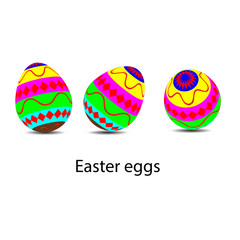 Colourful Easter Eggs on white background