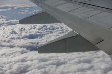 Plane wing from inside aircraft