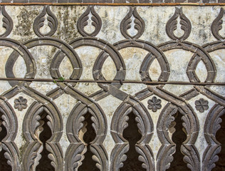 Close-up of the cloister architecture at Villa Rufolo, Ravello in Amalfi Coast