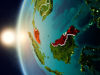 Sunset above Malaysia from space