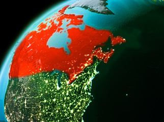 Canada from space in evening