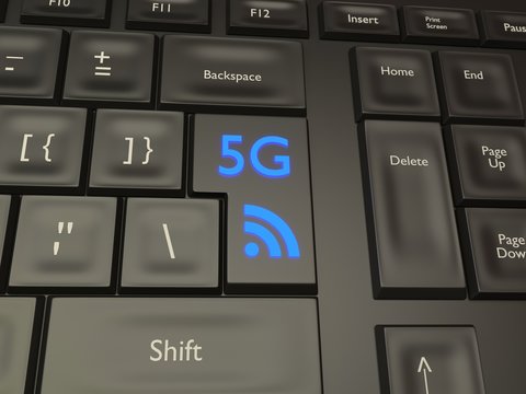 Quick 5G network connection on a black keyboard