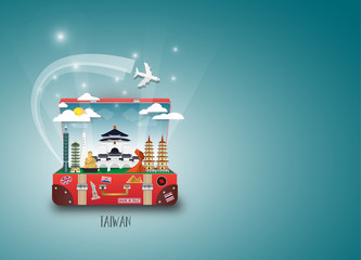 Taiwan Landmark Global Travel And Journey paper background. Vector Design Template.used for your advertisement, book, banner, template, travel business or presentation.