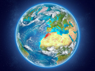 Morocco on planet Earth in space