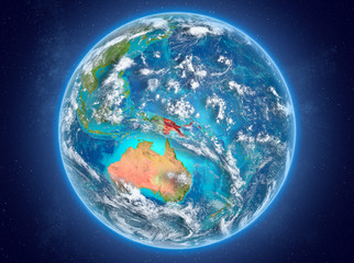 Papua New Guinea on planet Earth in space