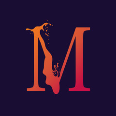 Alphabet letter, stylized colorful liquid ink font. Vector