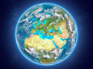 Greece on planet Earth in space