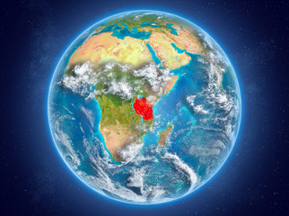 Tanzania on planet Earth in space