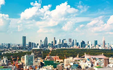 Fototapeta na wymiar View of the Shinjuku skyline from Shibuya, Tokyo, Japan
