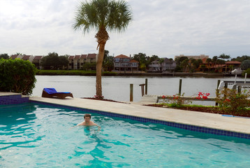 Portrait of a man swimming underwater