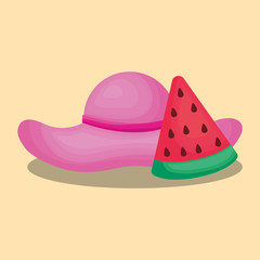 Summer time design with cocktail and watermelon over blue background, colorful design vector illustration