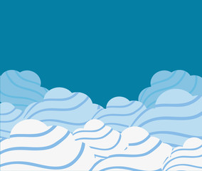 clouds over blue background, colorful design vector illustration