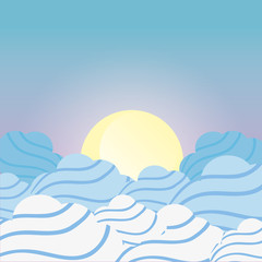 Design of a sky with sun and clouds, colorful design vector illustration