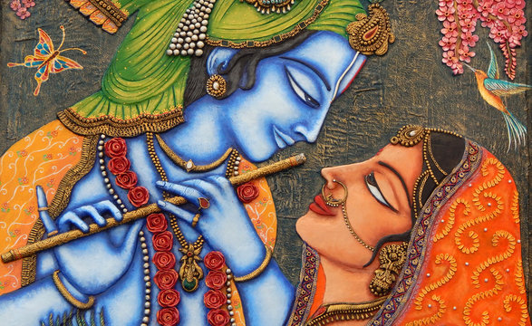 Hindu God Sri Krishna and Radha art