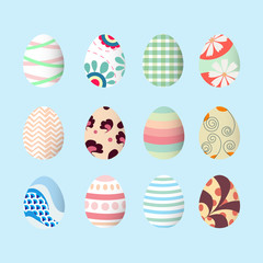 Beautiful colorful Easter eggs with blue background.