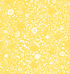 yellow floral background. vector seamless pattern. wedding background.