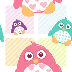 Cute Patterned Penguins Seamless Tile