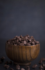 A Bowl of Chocolate Chips on a Slate Countertop