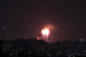 Beautiful colorful firework at night in Seoul