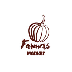 Farmers Market Pumpkin Monochrome Emblem