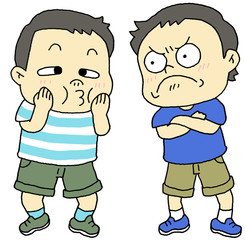 にらめっこ　男の子