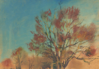 Fototapeta na wymiar tree in spring painting