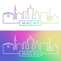 Obraz premium Macau skyline. Colorful linear style. Editable vector file.
