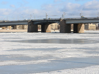 drawbridge across the frozen river