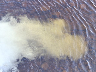 water and ice on a frozen river