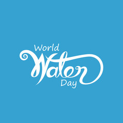 Blue World Water Day Typographical Design Elements.World Water Day icon.Minimalistic design for World Water Day concept.Vector illustration