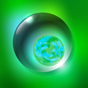 World Environment Day. Water drop. Inside it is the planet Earth