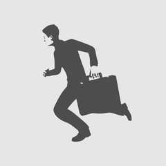 Businessman running with briefcase. Abstract illustration. Modern lifestyle metaphor