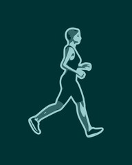 Fototapeta na wymiar Running woman. Side view silhouette. Sport and recreation