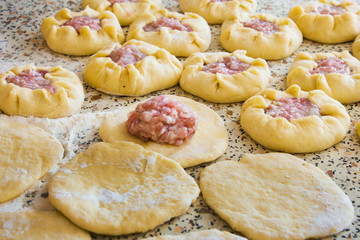 preparation of dough and baking pies