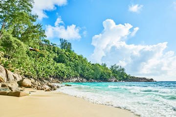 Fototapeta na wymiar Anse intendance, tropical beach, Mahe, Seychelles