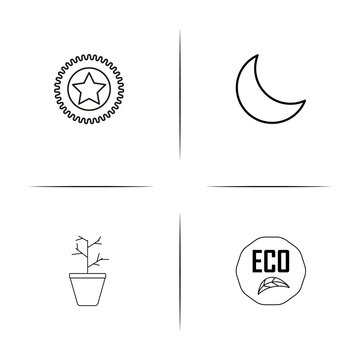 Nature simple linear icon set.Simple outline icons