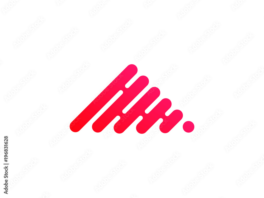 Poster technology logo simple tech in triangle pyramid flow design. vector creative abstract red shape mode