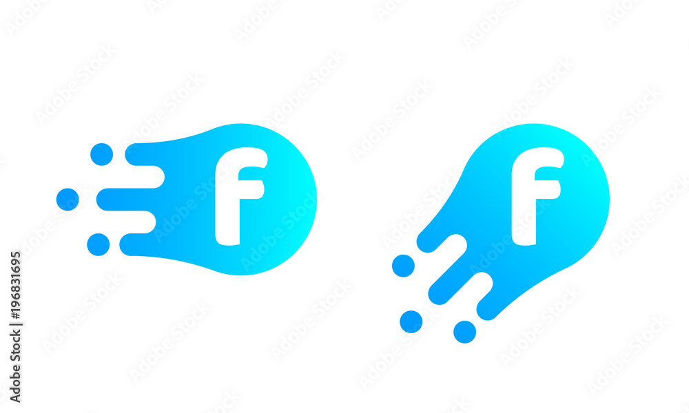 Poster letter f logo template of abstract liquid bubble shape for modern company. vector creative z logo in