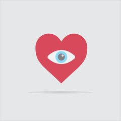 Fototapeta premium eye on heart cartoon icon