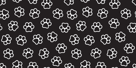 Fototapeta na wymiar Dog Paw Seamless Pattern vector Cat paw footprint isolated wallpaper background black