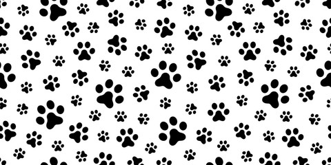 Dog Paw Seamless Pattern vector Cat paw foot print isolated wallpaper background - obrazy, fototapety, plakaty