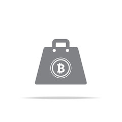 acception of bitcoin for shopping on shopping bag vector
