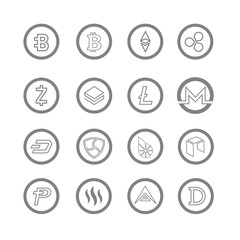 cryptocurrency coin icon set